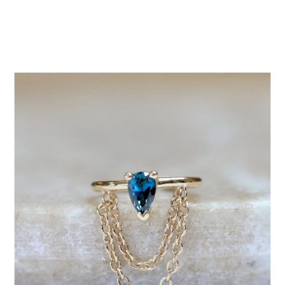 BVLA “Call Me!” 16g Seam Ring 14k YG with London Blue Topaz, 3/8”